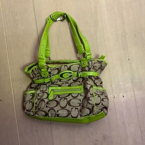 Green, tan, and brown purse